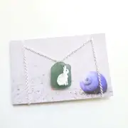 Painted sea glass necklace image 1