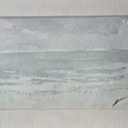Mini original watercolour of misty beach image 1