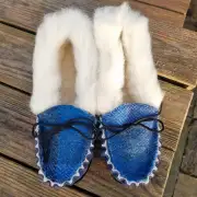 Suede and Tweed Slippers - Rockpool, wool collar image 7