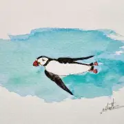 Mini Original Watercolour of a puffin image 2