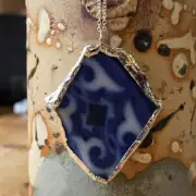 Pottery Glass Necklace Stained Glass Effect image 1