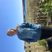 Hand dyed jumper with tweed sleeves and pocket image 6