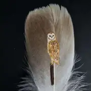 Barn owl painted on an owl feather image 2