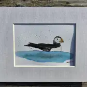 Mini Original Watercolour of a puffin image 1