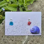 Sea Glass stud earrings multicolour! image 1