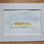 Mini Original Watercolour of wild pansies image 1
