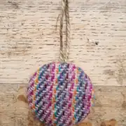 Large Tweed Button Christmas Tree Ornament image 1