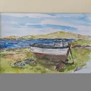 Mini original Watercolour of a boat image 1