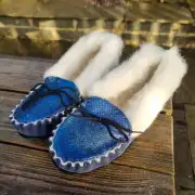 Suede and Tweed Slippers - Rockpool, wool collar image 2