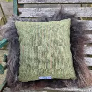 Icelandic Sheepskin and Tweed Cushion image 4