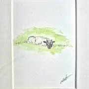 Mini original watercolour of a lamb image 1