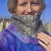 Hand Knitted, hand spun cowl image 1