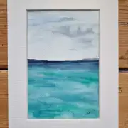 Mini original Watercolour of a seascape sunset image 1