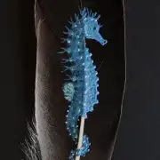 Seahorse painted on a goose feather image 1
