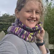 Hand Knitted thistle cowl image 1