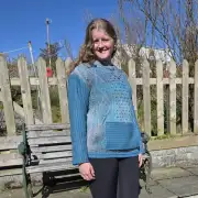 Hand dyed jumper with tweed sleeves and pocket image 5