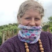 Hand Knitted hand dyed merino neckwarmer/headband image 3