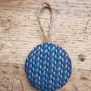 Large Tweed Button Christmas Tree Ornament image 1