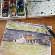 Mini original Watercolour of a ruined house image 2