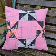 Amor weavers tweed and vintage quilt squares cushion cover image 1