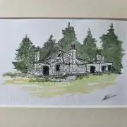 Mini Original Watercolour of a ruined house image 1