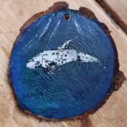 Rissos dolphin on wood slice image 1