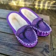 Suede and Tweed Slippers - Himalayan poppy image 3