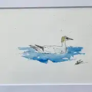 Mini Original Watercolour of a Gannet image 1