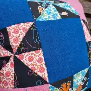 Tweed and vintage quilt squares cushion cover image 2