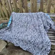 Two Sisters Lambswool Tweed Blanket with furry lining! image 9