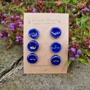 Ceramic button raku fired set of six image 1