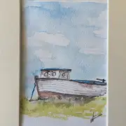 Mini original Watercolour of a boat image 1