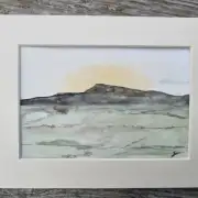 Mini Original Watercolour of a mountain sunrise image 1