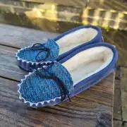 Suede and Tweed Slippers - Navy Sea image 4
