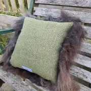 Icelandic Sheepskin and Tweed Cushion image 5