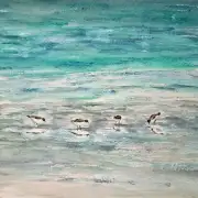 Large Original watercolour of sanderlings image 1
