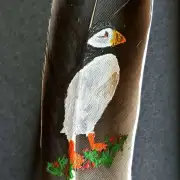 Puffin painted on a goose feather image 2
