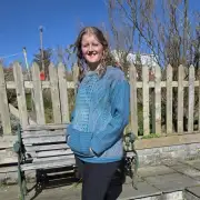 Hand dyed jumper with tweed sleeves and pocket image 3