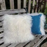 Sheepskin and Tweed Cushions PAIR made to order image 1