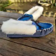 Suede and Tweed Slippers - Rockpool, wool collar image 4