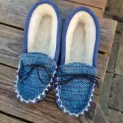 Suede and Tweed Slippers - Navy Sea image 3