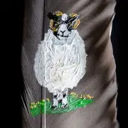 Scottish blackface sheep painted on a goose feather image 2