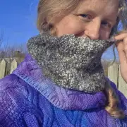 Hand Knitted, hand spun cowl image 4