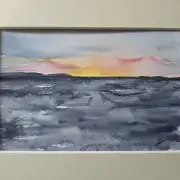 Mini original watercolour of a seascape image 1