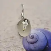 Painted sea glass earrings image 2