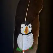 Puffin painted on a goose feather image 2