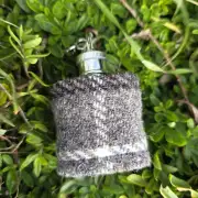 Hipflask keyring with Harris Tweed cover image 1
