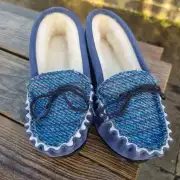 Suede and Tweed Slippers - Navy Sea image 8