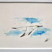 Mini Original Watercolour of a Gannet image 1