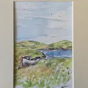 Mini original Watercolour of a boat image 1